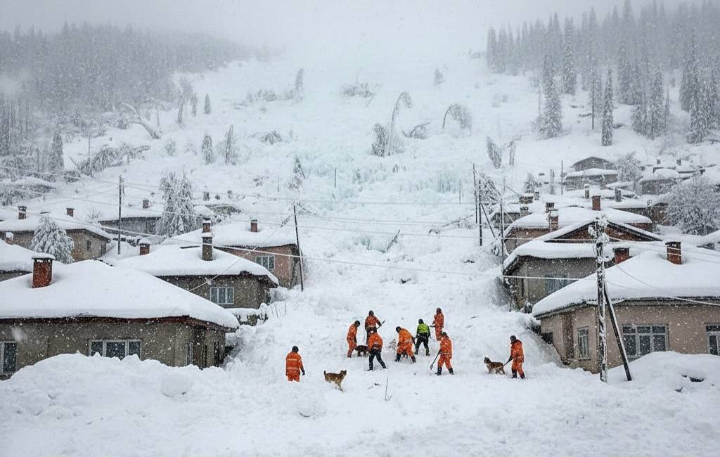 Bitlis’in Gazi Bey Mahallesi’nde bulunan Sapkor mevkiinde çığ düşmesi meydana