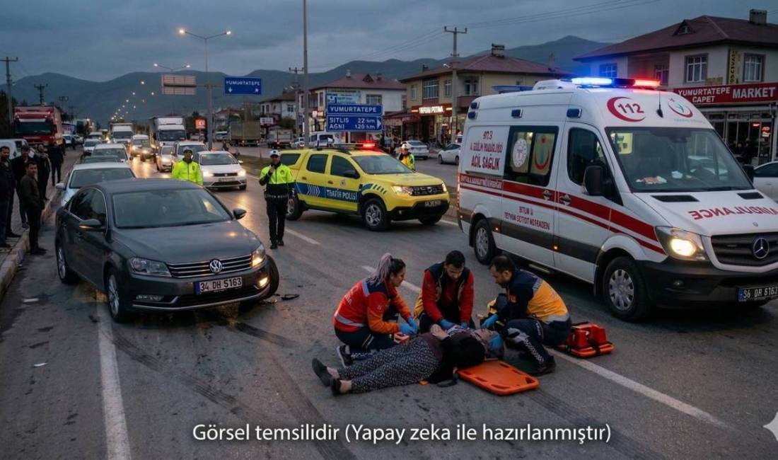 Bitlis’in Tatvan ilçesinde karşıdan karşıya geçmeye çalışan yayaya araç çarpması