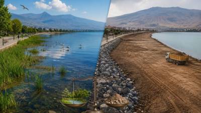 Son günlerde Tatvan sahilinde Van Gölü sularının çekilmesiyle ortaya çıkan