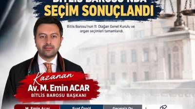 Bitlis Barosu’nun 3 Ekim’de gerçekleştirilen başkanlık seçiminde Av. M. Emin