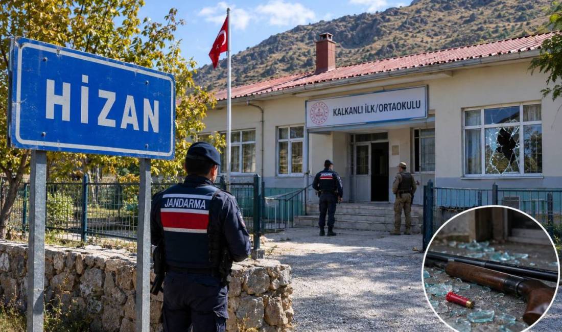 Bitlis’in Hizan ilçesine bağlı Kalkanlı köyündeki ilk ve ortaokula, aynı